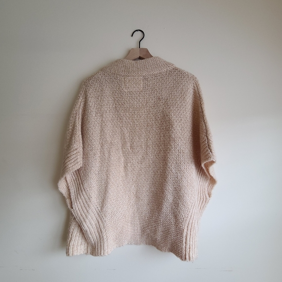 Angel of the North button up poncho sweater tan - Picture 7 of 9